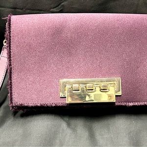 Zac Posen Earthette Sample Wristlet Satin Double Face Clutch Leather in Vineyard